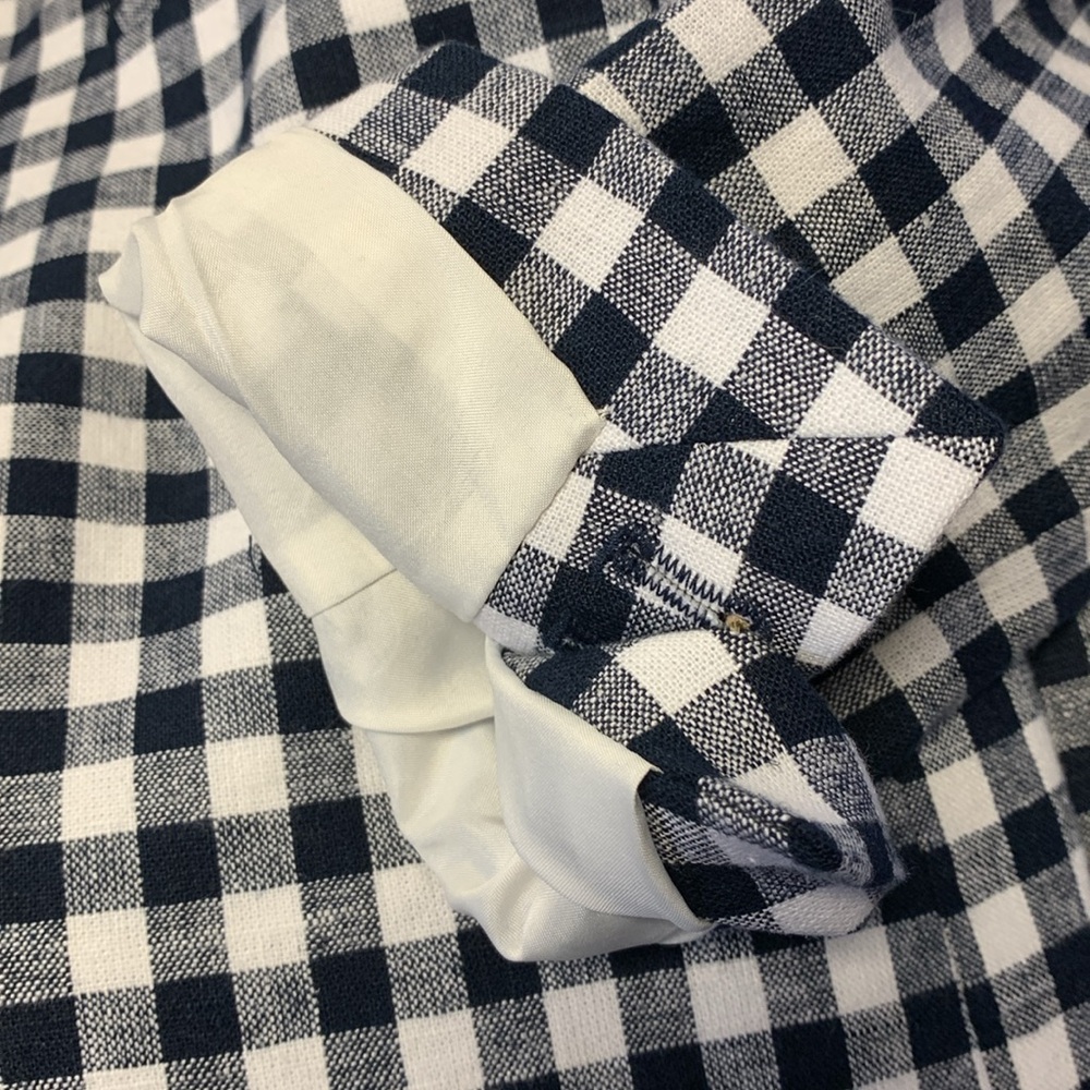 J Crew Re-Imagined Linen Blend One Button Buffalo Check Blazer - Picture 8 of 15